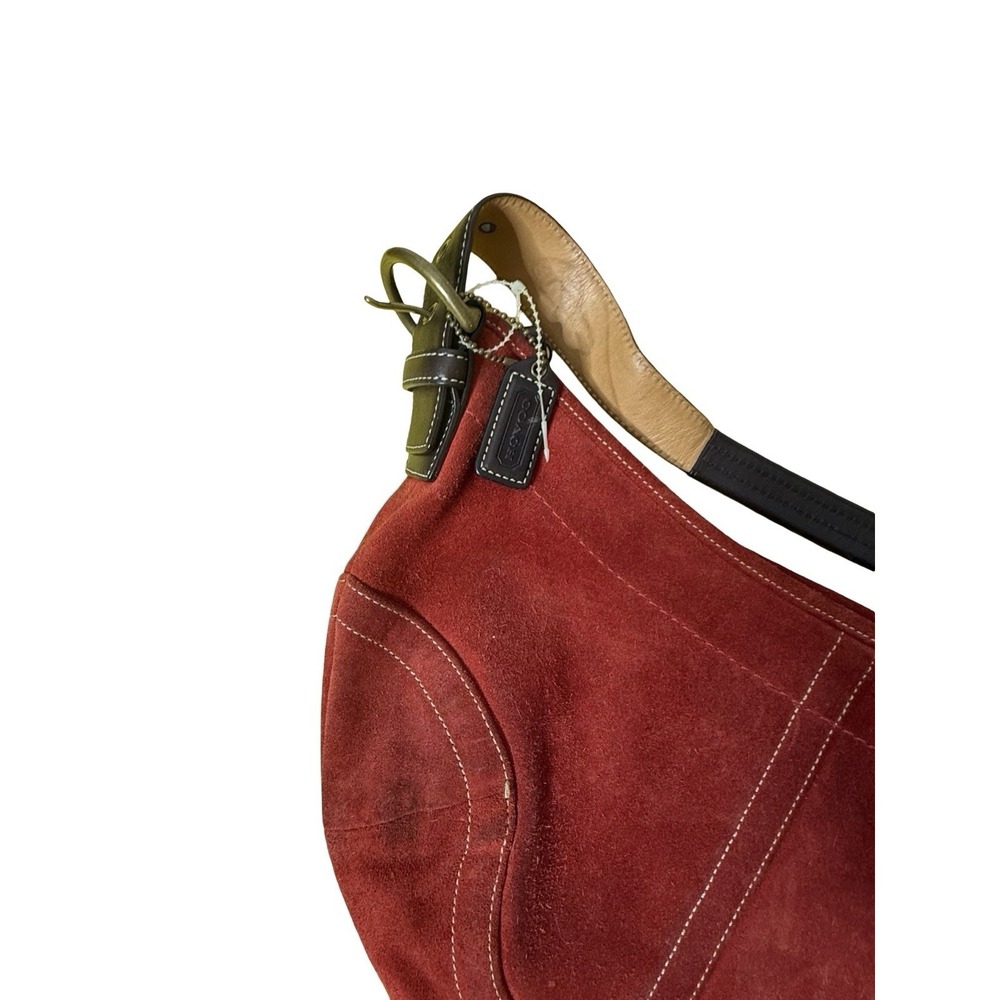 Vintage Y2k Burgundy Red Coach SoHo Suede Hobo Crescent Shoulder Handbag 4286 - Picture 6 of 6